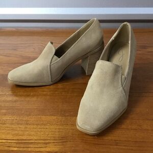 Joie Women Wevenly Tan Suede Block Heel Slip on Shoe Loafer Size 8